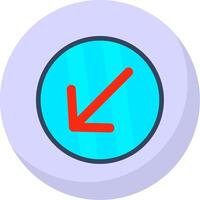 Down Left Arrow Flat Bubble Icon vector