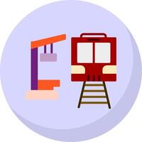 tren estación plano burbuja icono vector