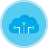 Cloud Circuit Flat Multi Circle Icon vector