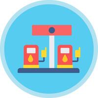 Petrol Station Flat Multi Circle Icon vector