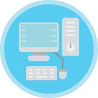 Desktop Computer Flat Multi Circle Icon vector