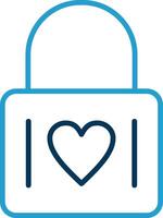 Heart Lock Line Blue Two Color Icon vector