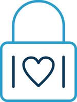 Heart Lock Line Blue Two Color Icon vector