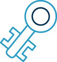 Old Key Line Blue Two Color Icon vector