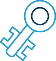 Old Key Line Blue Two Color Icon vector