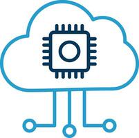 Cloud Computing Line Blue Two Color Icon vector