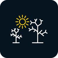 Dry Tree Line Yellow White Icon vector