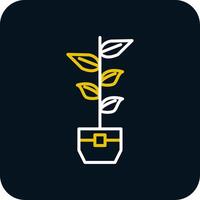 Rubber Plant Line Yellow White Icon vector