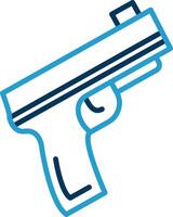 pistola línea azul dos color icono vector