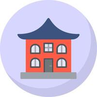 Asian Temple Flat Bubble Icon vector
