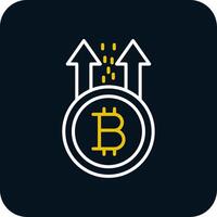 Bitcoin Rise Line Yellow White Icon vector