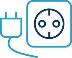 Plug And Socket Line Blue Two Color Icon vector