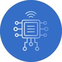 Computer Chip Flat Bubble Icon vector