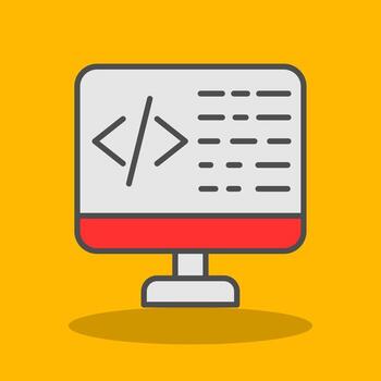 codificación lleno sombra icono vector