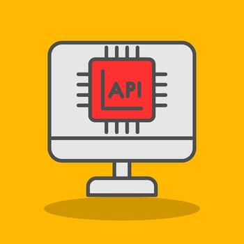 Api Interface Filled Shadow Icon vector