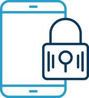 Mobile Security Line Blue Two Color Icon vector