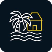 Beach House Line Yellow White Icon vector