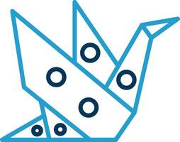 origami línea azul dos color icono vector