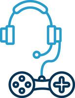 Headphones Line Blue Two Color Icon vector