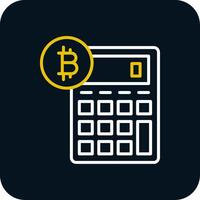 bitcoin calculadora línea amarillo blanco icono vector