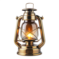 A golden lantern with a light glowing brightly inside it, casting a warm glow png