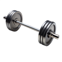 Realistic metal barbell with adjustable weights isolated png