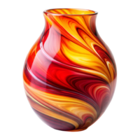 Colorful hand-blown glass vase on transparent background png