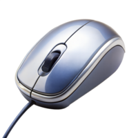 Sleek silver computer mouse isolated on subtle gradient png