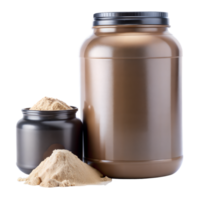 Protein supplement powder in large and small containers png