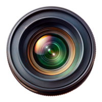 Macro shot of a camera lens, showing intricate details on a transparent backdrop png