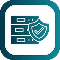 base de datos seguridad glifo degradado esquina icono vector