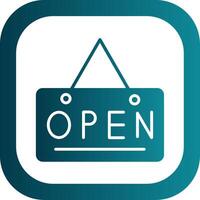 Open Sign Glyph Gradient Corner Icon vector