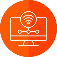 Wifi servidor línea rojo circulo icono vector