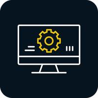 Monitoring Software Line Red Circle Icon vector