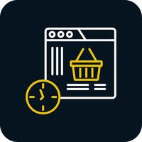 Shopping Time Line Red Circle Icon vector