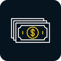 Cash Line Red Circle Icon vector