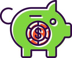 cerdito banco lleno diseño icono vector