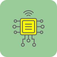 Computer Chip Filled Yellow Icon vector
