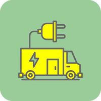 Electric Vehicle Filled Yellow Icon vector