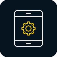 Mobile Phone Line Red Circle Icon vector
