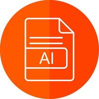 AI File Format Line Red Circle Icon vector