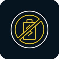 No Battery Line Red Circle Icon vector