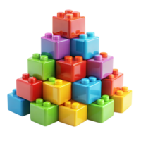 Colorful building blocks arranged in a tower structure png