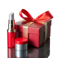 Elegant gift box with cosmetic products in vibrant colors png