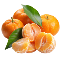 Fresh mandarins with leaves on a transparent background png
