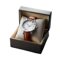 Elegant wristwatch in a luxurious box on a transparent background png