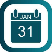 January Glyph Gradient Corner Icon vector