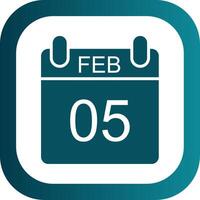 February Glyph Gradient Corner Icon vector