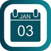 January Glyph Gradient Corner Icon vector