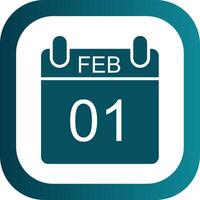 February Glyph Gradient Corner Icon vector